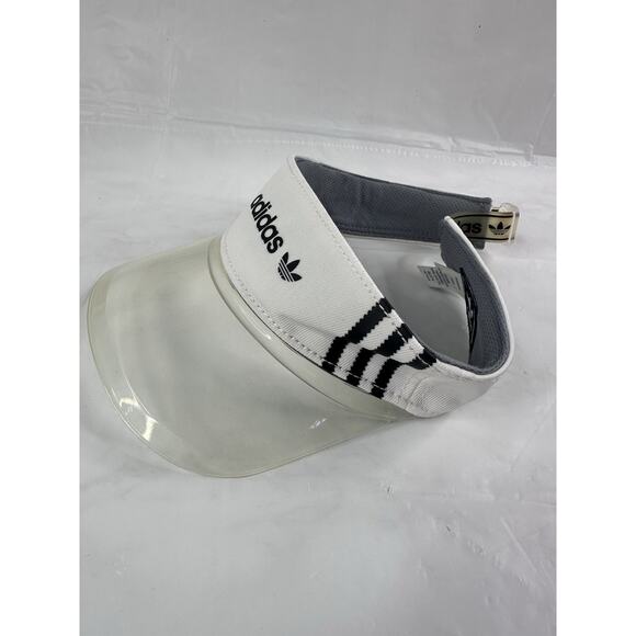 Adidas Trefoil Visor Clear Bill White Adjustable Strapback OSFA Tennis Golf - Picture 3 of 6